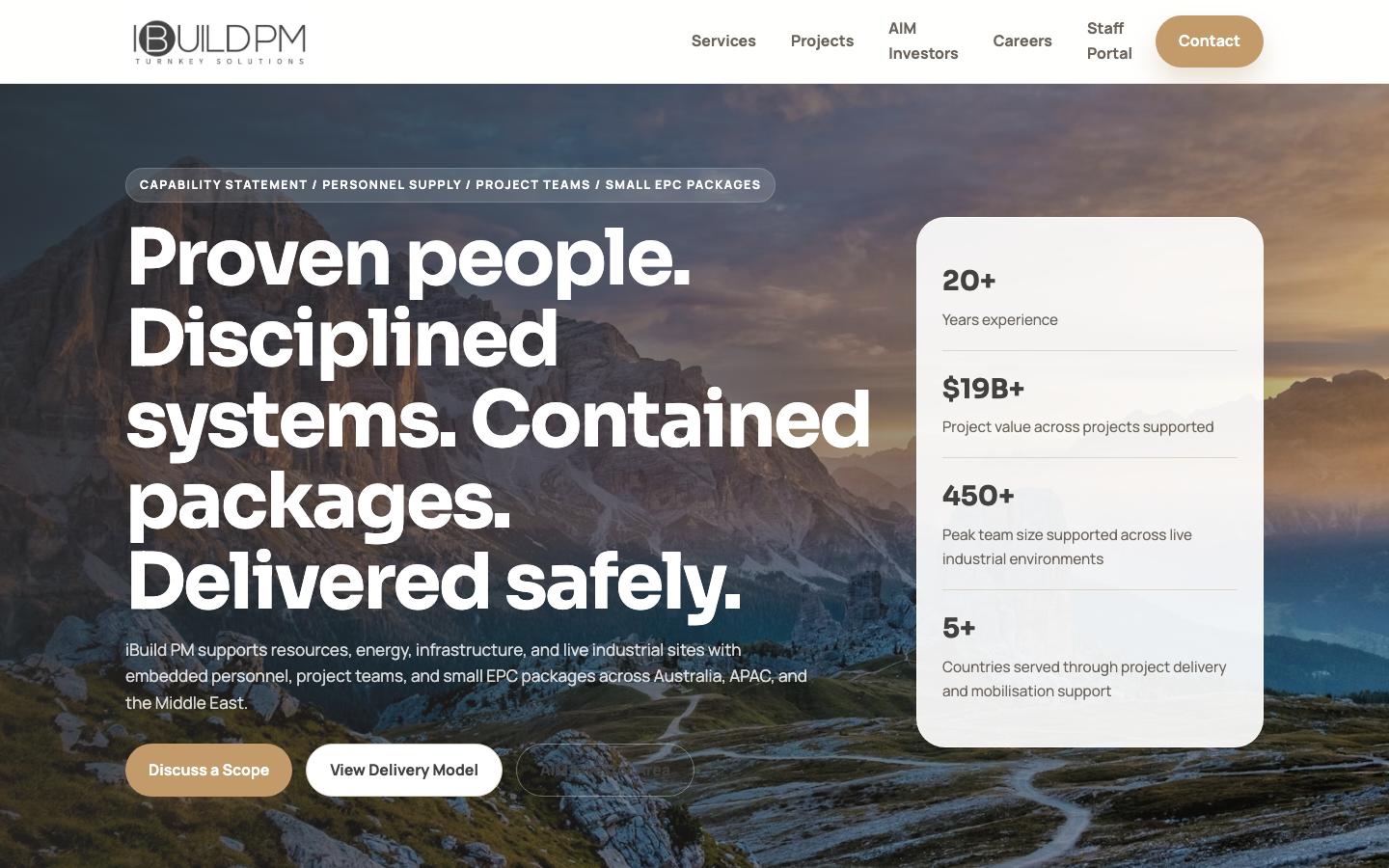 iBuild PM website homepage
